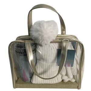 Peppermint Gift Set New Beanie Insulated Stainless Steel Tumbler Gloves Tote New